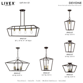 Devone 5 Light Bronze With Antique Brass Accents Chandelier