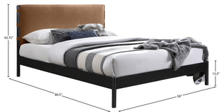 Abigail Upholstered Bed, Cognac, Full, Vegan Leather