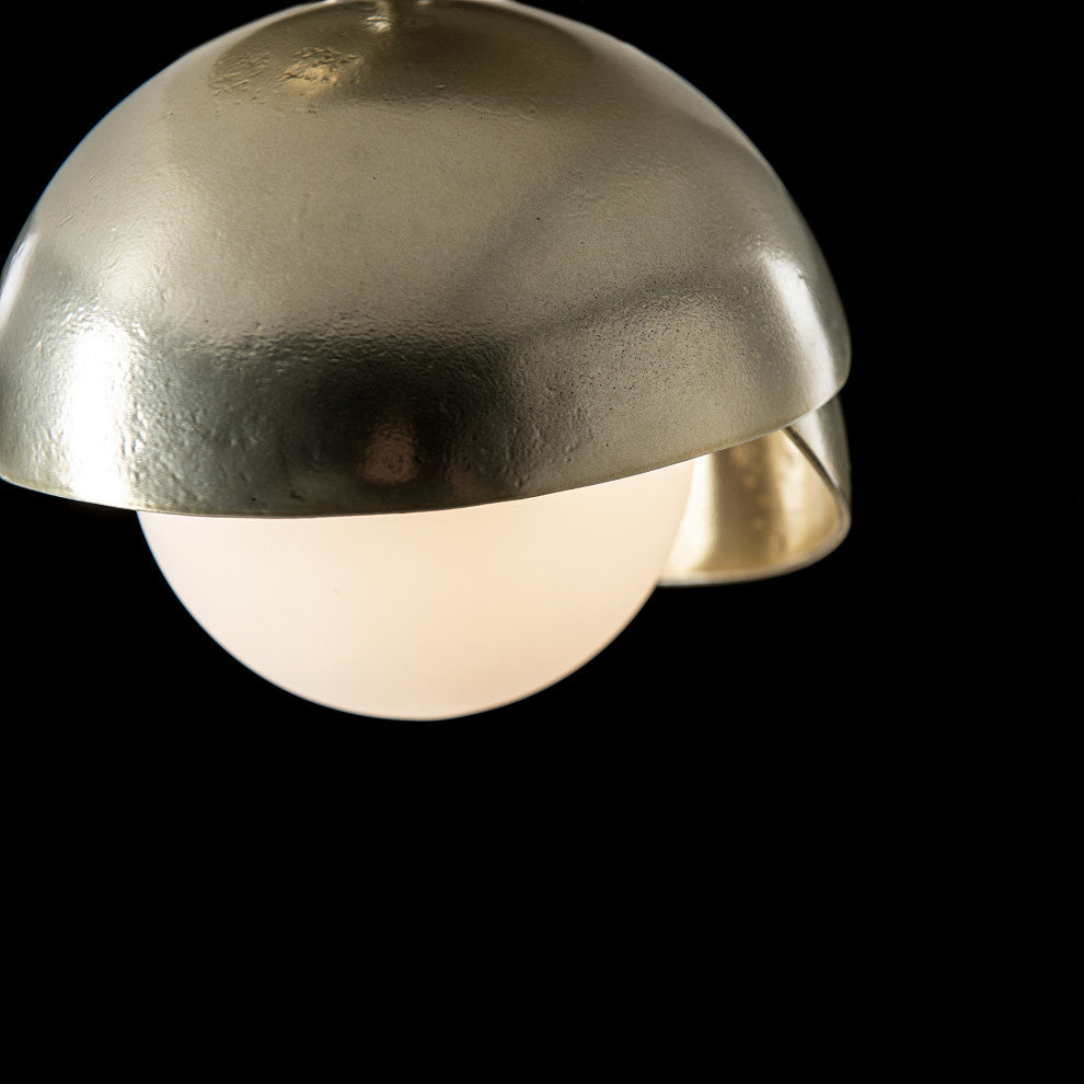 Brooklyn 1-Light Double Shade Semi-Flush, Modern Brass, Modern Brass Accents