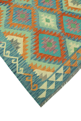 Sangat Kilim Theadore Rust/Light Green Rug, 4'2x5'7