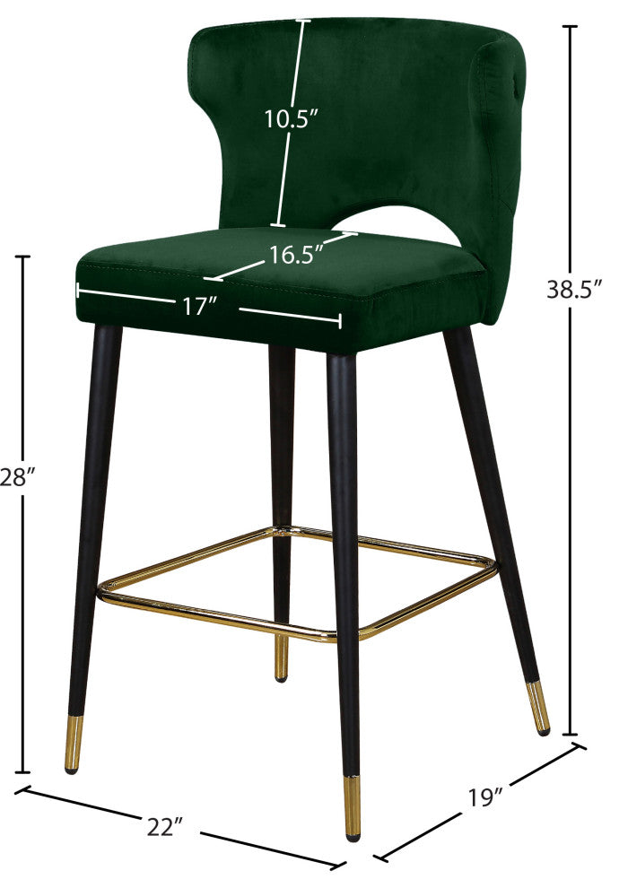Kelly Velvet Stool (Set of 2), Green