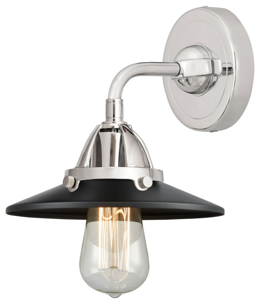 Innovations 288-1W-PC-M6-BK-LED Railroad 1 Light 8" Sconce, Polished Chrome