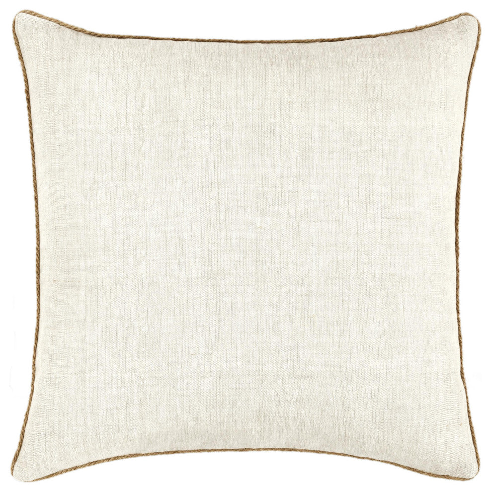 Cetara 22" Belgian Linen Fabric Multi-Color Throw Pillow