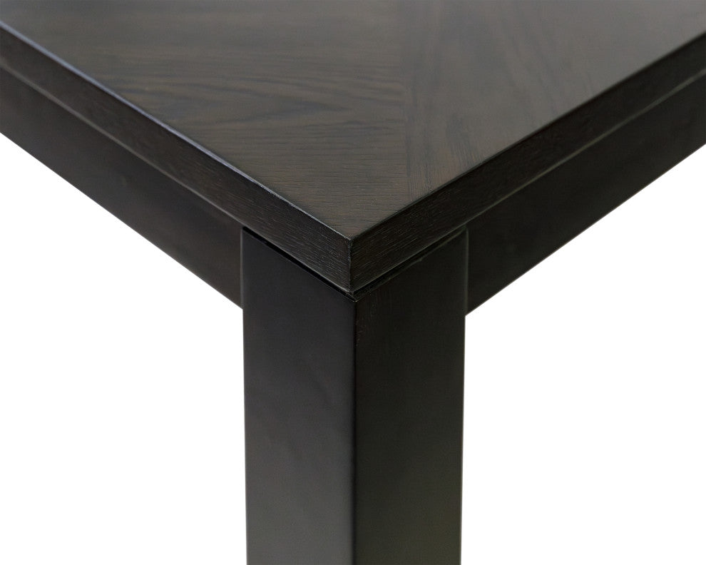 Modern Wood Rectangular Extension Kitchen Dining Table and 8-Chairs, Black