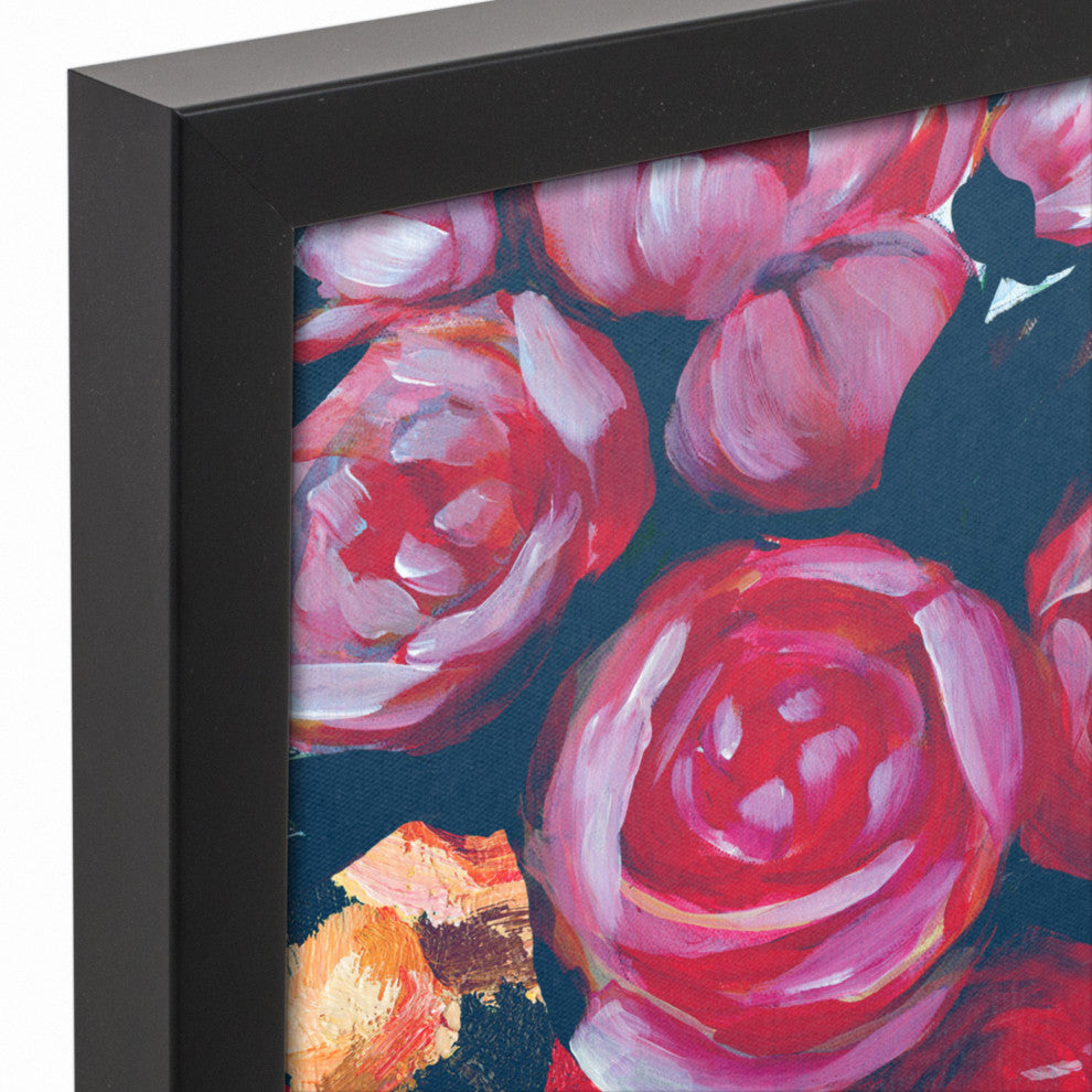 Funky Bold Flowers 12x12 Black Framed Canvas