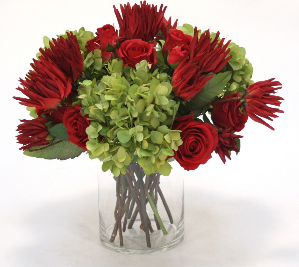 WaterlookÂ® Hydrangea, Red Rose, and Dahlia