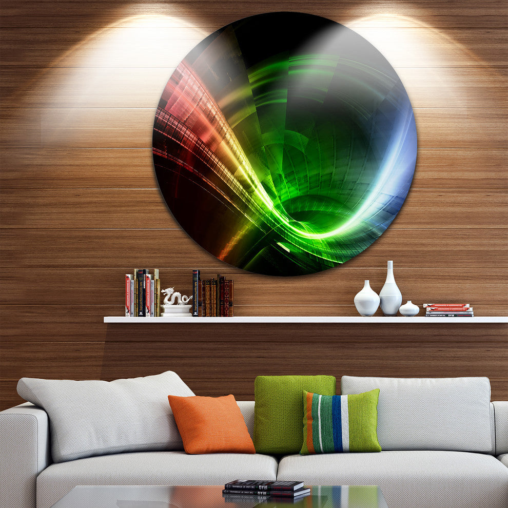 Fractal 3D Colorful Tunnel, Abstract Art Disc Metal Wall Art, 23"