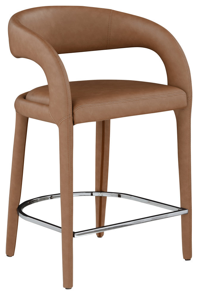 Sylvester Faux Leather Stool, Brown