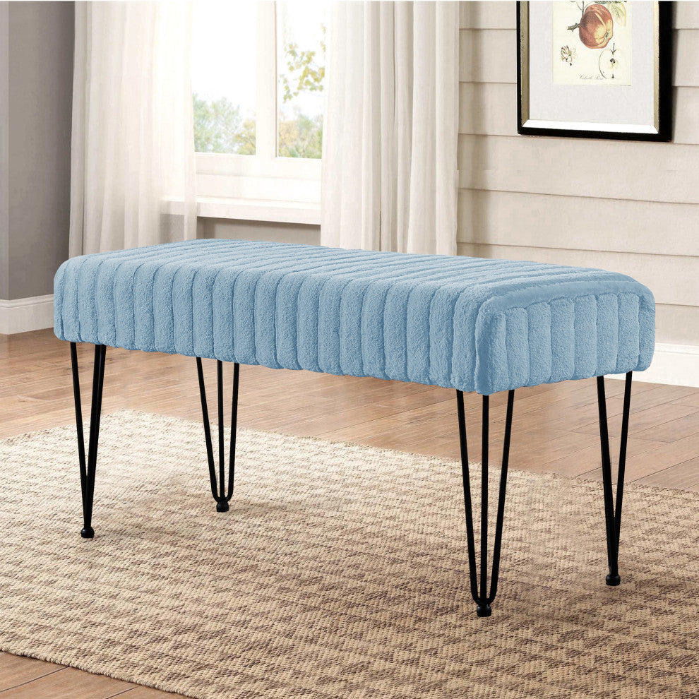 Serenta Super Mink Ottoman, Forget Me Not, 46''x16''x22''