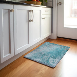 Premium Machine Washable Mayfield AMF562 Teal 1'8" x 2'6" Rug