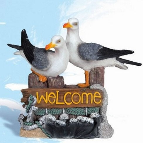 Seagulls on Pilings Welcome Sign