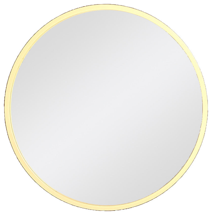 Thompson 24 in. x 24 in. Round Solid Wood Framed Wall Mirror in Natural Wood