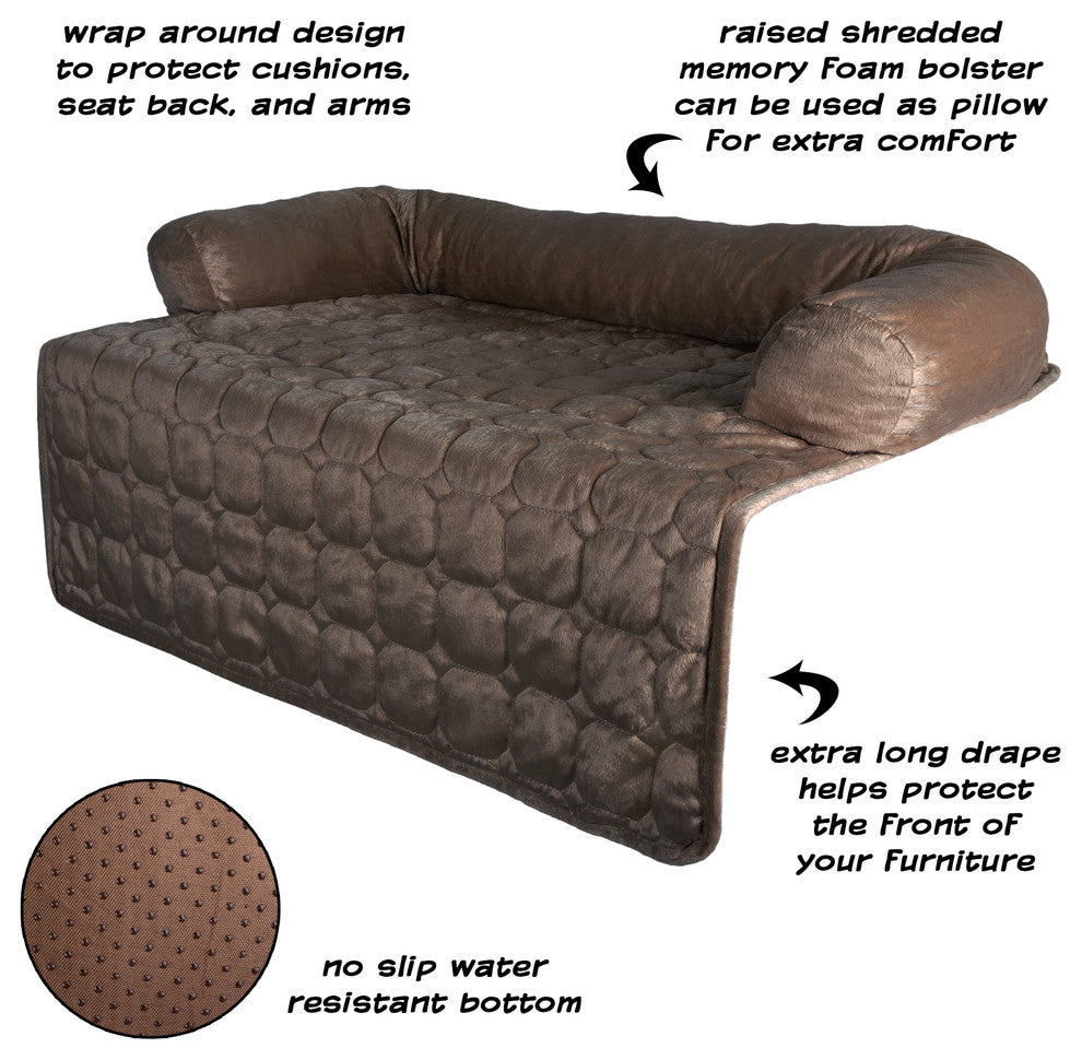 PETMAKER Furniture Protector Pet Cover With Bolster, Brown, 35x35