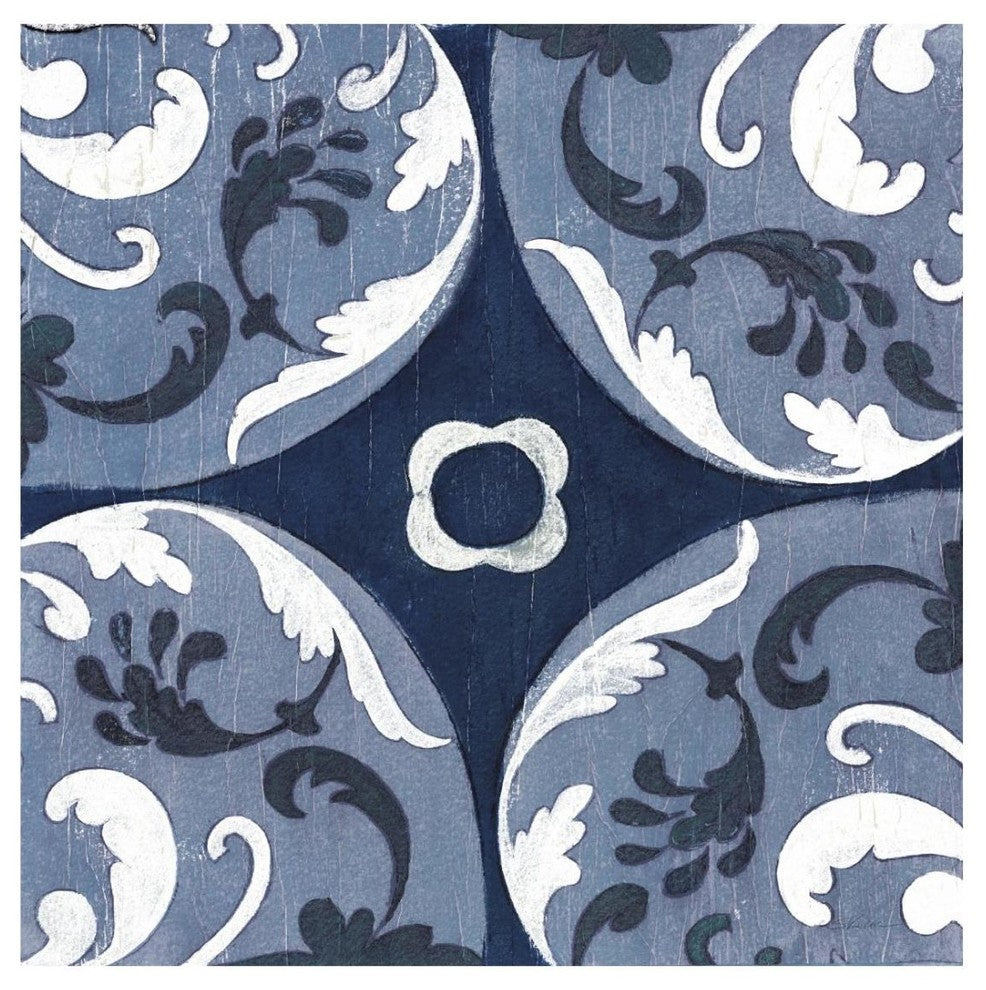 "Coast Lines II Indigo and Cream" Paper Print by Silvia Vassileva, 26"x26"