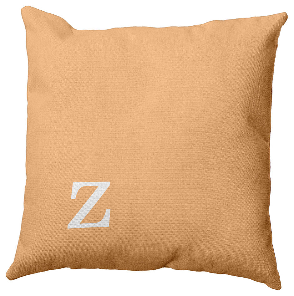 26"x26" Modern Monogram Decorative Throw Pillow, Pale Gold