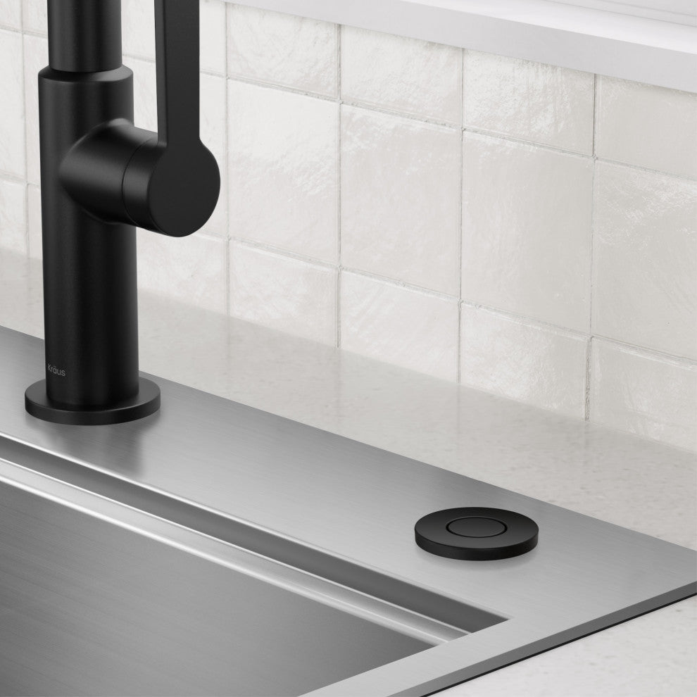 KRAUS Flat Top Garbage Disposal Air Switch Button, Matte Black (Kwdb-20mb)