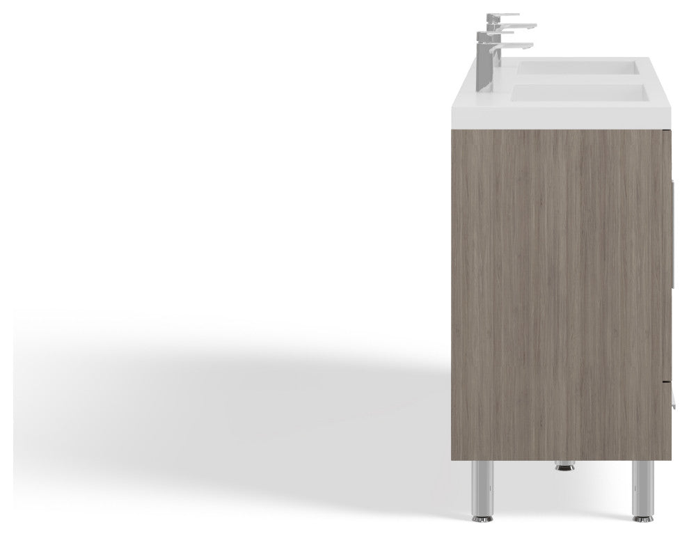 The Latitude Bathroom Vanity, Gray, 68", Double Sink, Freestanding