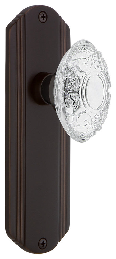 Deco Plate Passage Crystal Victorian Knob, Timeless Bronze, 2.375"