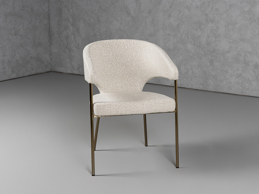 Modrest Claudine Modern Light Grey Fabric and Antique Brass Dining Chair
