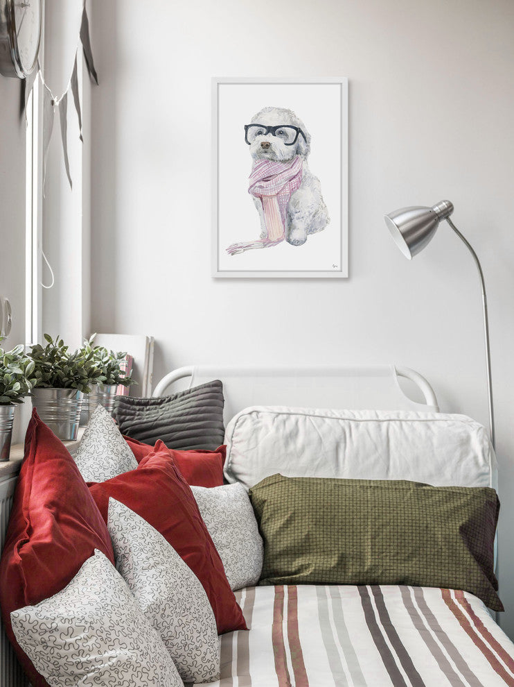 "Parisian Dog" Framed Painting Print, 12"x18"