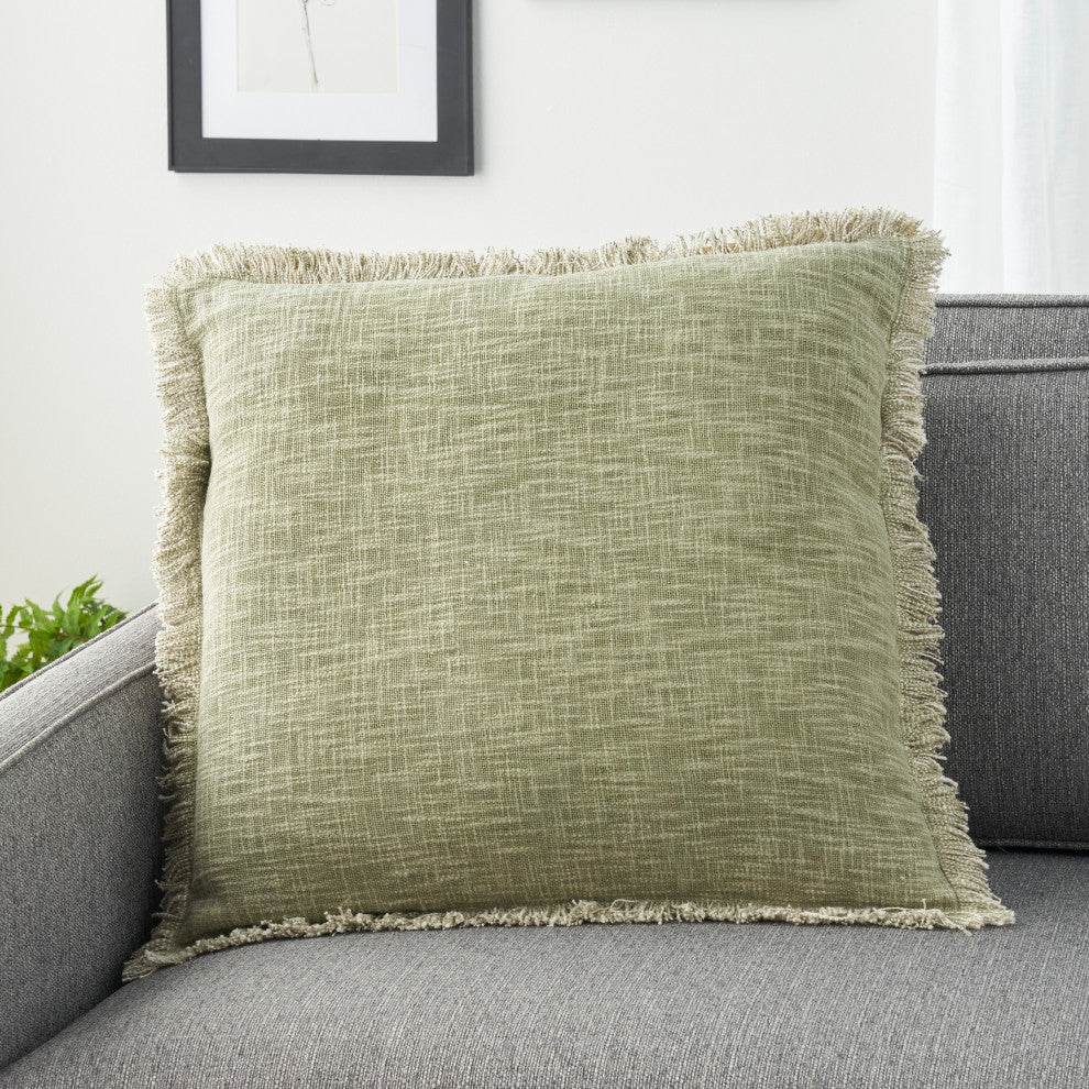 Nourison Home 22"x22" Nicole Curtis Pillow Printed Stonewash Sage Throw Pillow