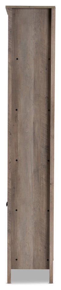 Modern and Contemporary Transitional Natural Oak Finished Wood 2-Door Bookcase