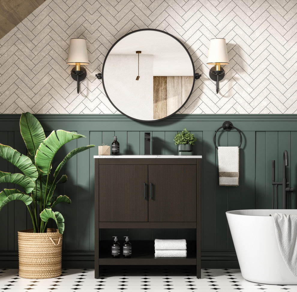 Home Living 30" Single Bathroom Vanity, Mocha Brown