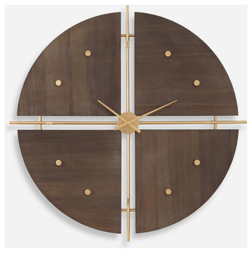 Uttermost - 06465 - Wall Clock - Walnut Elegance - Metallic Gold