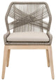 Weave Design Outdoor Dining Chair With Loose Seat Cushion, Gray, Set of 2
