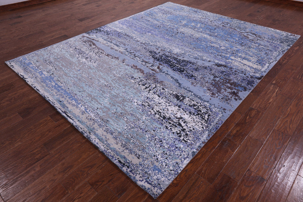 Wool & Silk Modern Hand Knotted Rug 7' 11" X 10' 2" - Q14877