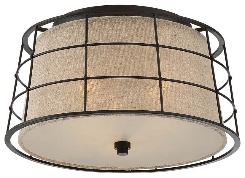 Quoizel LND1616MC Three Light Flush Mount Landings Mottled Cocoa