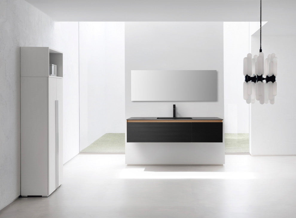 OSLO Wall Mount Modern Bathroom Vanity, Matte Black, 60"