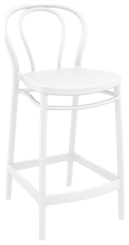 Compamia Victor Contemporary Resin Indoor Outdoor Counter Stool White