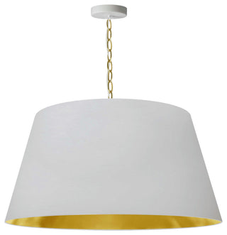 1 Light Brynn LG Pendant, White/Gold Shade, Aged Brass