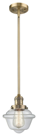 1-Light Small Oxford 8" Pendant, Brushed Brass, Glass: Clear