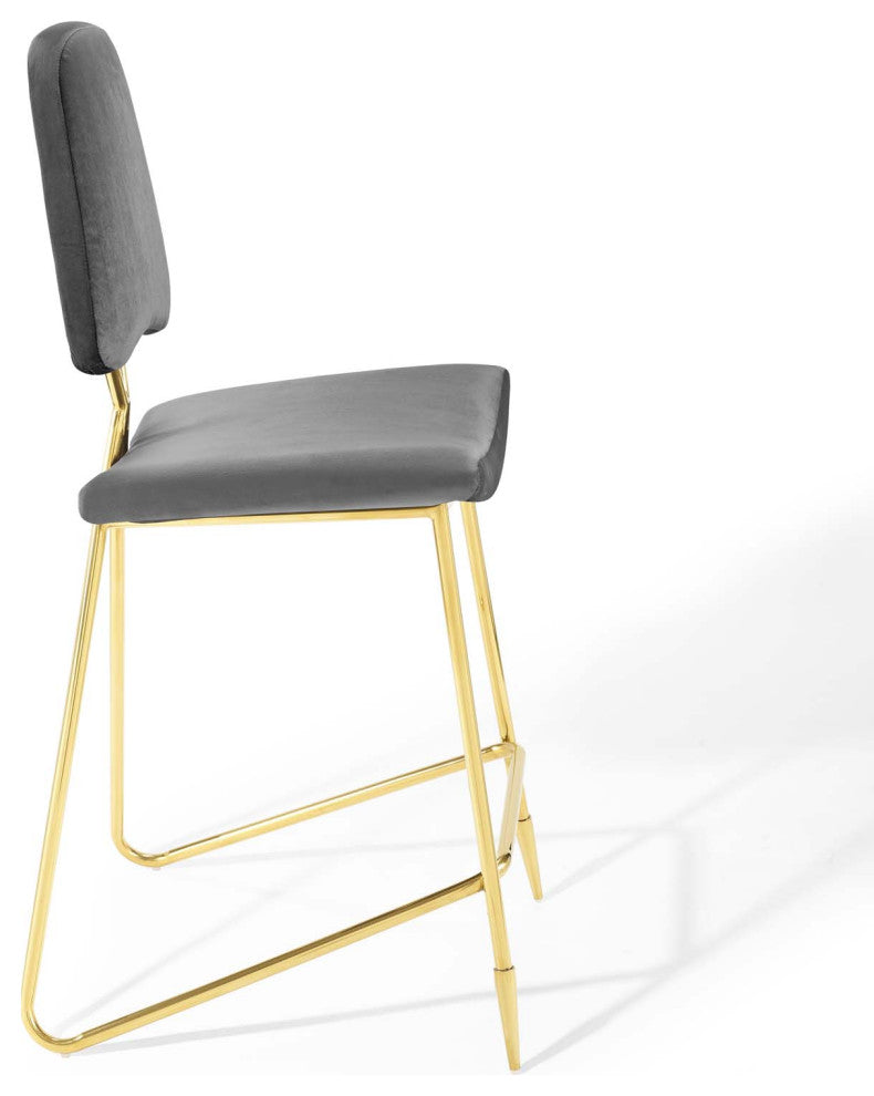 Ponder Bar Stool Performance Velvet Set of 2, Gray