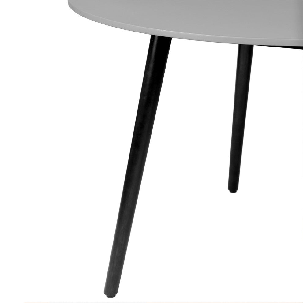 Sydney Outdoor Patio Round Dining Table, Black Eucalyptus and Gray Stone