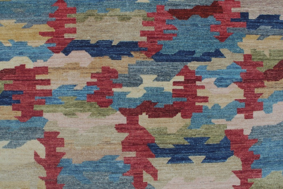 Modern Peshawar Zeena Beige/Dark Red Rug, 4'10x6'6