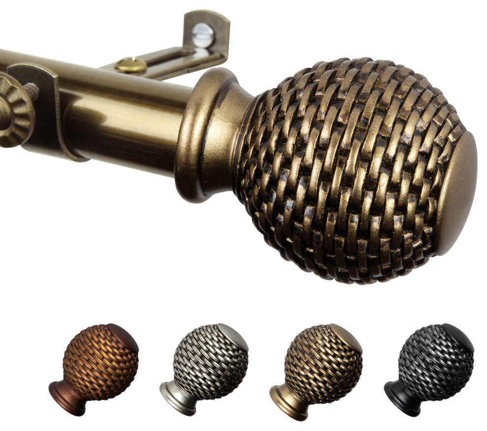 Vanna 13/16" Curtain Rod, Antique Brass, 18-28"