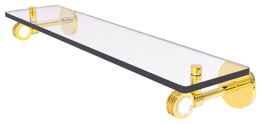 Clearview 22" Glass Shelf with Dotted Accents, Polished Brass