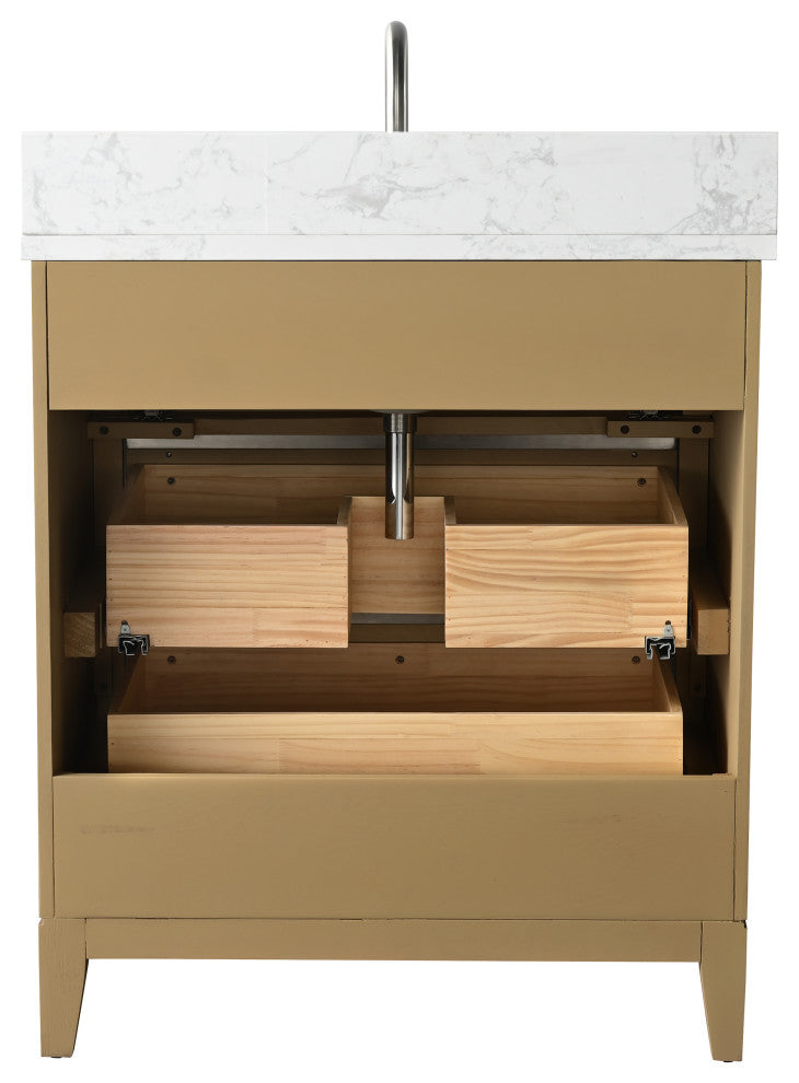Vanity Art Bathroom Vanity With Sink, Natural Oak, 30" Single