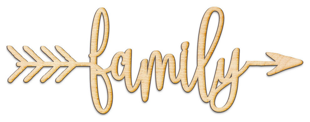 Family Right Arrow Wood Sign Home Decor Unfinished, 36"x13"
