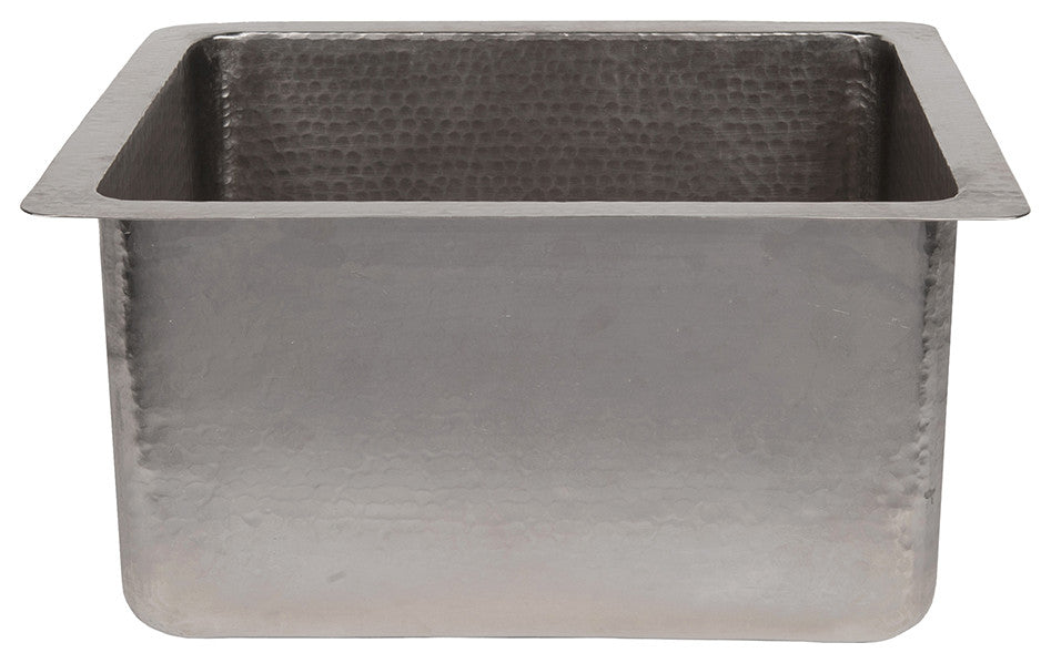 16" Gourmet Rectangular Hammered Copper Bar/Prep Sink in Nickel