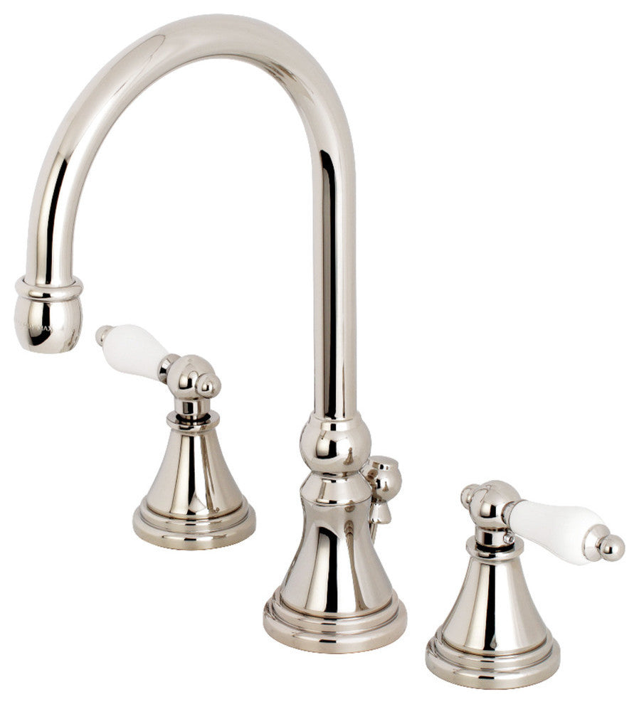 Kingston Brass Widespread Bathroom Faucet, Polished Nickel