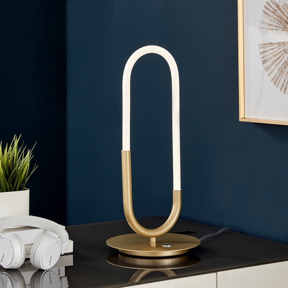 Led Single Clip Dimmable Integrated LED Table Lamp, Sandy Gold