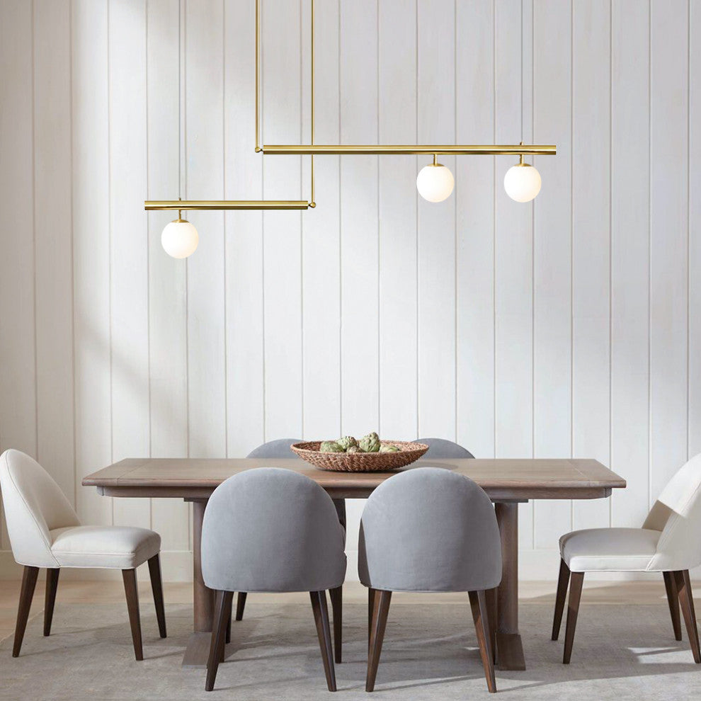 3-Light Kitchen Island Linear Pendant, Brass