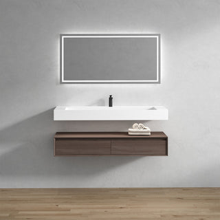Alysa 60" Floating Bath Vanity, Acrylic Sink/Single Faucet Hole, Red Oak