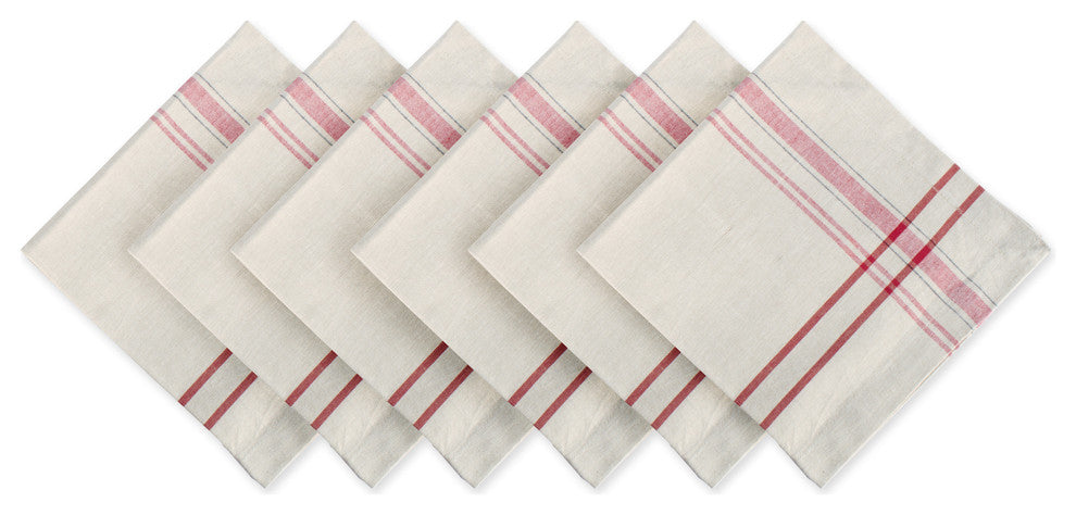 DII Red French Stripe Napkin, Set of 6