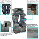 Sunnydaze Dual Cascading Rock Falls Water Fountain With LED Lights, 39"