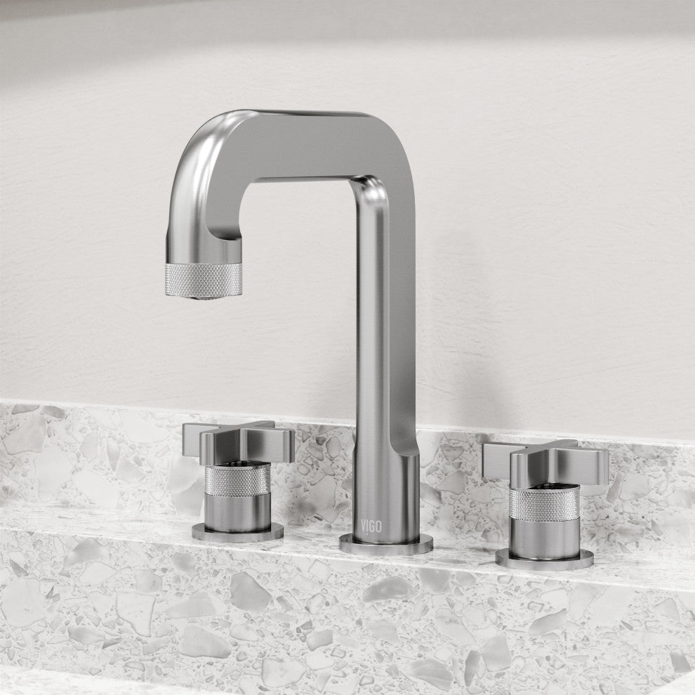 VIGO Wythe 9" H 2-Handle Widespread Bathroom Faucet, Brushed Nickel